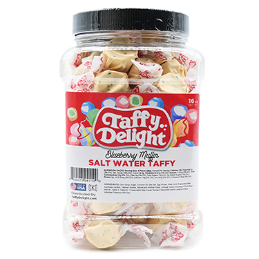 Taffy Delight Blueberry Muffin Salt Water Taffy 16oz Jar 